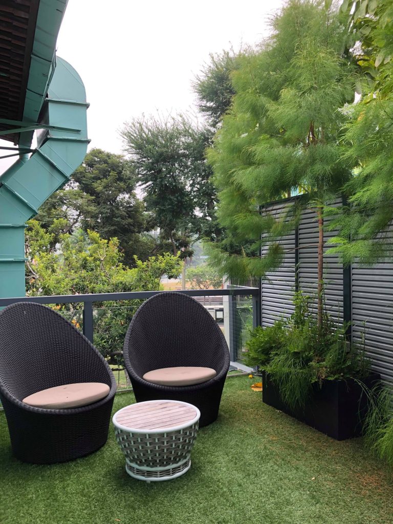 Private terrace of the Entertain Room at KeSa House